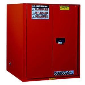 JUSTRITE 896001 Flammable Cabinet, 60 Gallon, 2 Shelves, 2 Doors, Manual Close, Red | AD8BKH 4HTT1