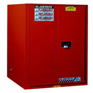 JUSTRITE 896001 Flammable Cabinet, 60 Gallon, 2 Shelves, 2 Doors, Manual Close, Red | AD8BKH 4HTT1