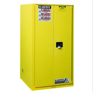 JUSTRITE 896030 Paint Safety Cabinet, 5 Shelves, 2 Doors, Self Close, 96 Gallon, Yellow | CD8CWM