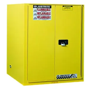 JUSTRITE 896010 Paint Safety Cabinet, 5 Shelves, 2 Doors, Manual Closee, 96 Gallon, Yellow | CD8CWF