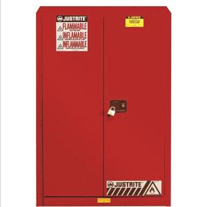 JUSTRITE 896031 Paint Safety Cabinet, 5 Shelves, 2 Doors, Self Close, 96 Gallon, Red | CD8CWN 8960311