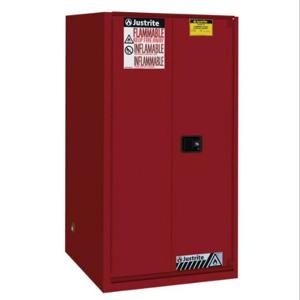 JUSTRITE 896081 Flammable Safety Cabinet, 2 Shelves, 1 Bi-Fold Self Close Door, 60 Gallon, Red | CD8CWQ