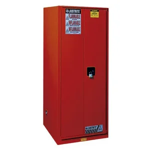 JUSTRITE 896031 Paint Safety Cabinet, 5 Shelves, 2 Doors, Self Close, 96 Gallon, Red | CD8CWN 8960311