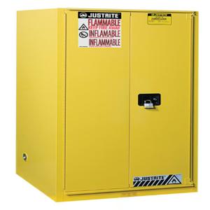 JUSTRITE 896080 Flammable Safety Cabinet, 60 Gallon, 34 x 34 x 65 Inch Size, Yellow, 2 Shelves | CD8CWP 1YNE8