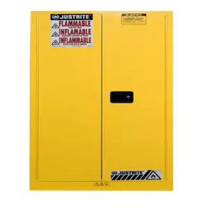 JUSTRITE 896200 Drum Safety Cabinet, Manual Close, 200L Capacity, 1651 x 864 x 864mm Size, Yellow | AB4LED JCB8962001, 8962001