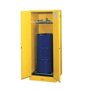 JUSTRITE 896260 Flammable Safety Cabinet, 55 Gallon, 1 Drum Capacity, 34 x 34 x 65 Inch Size, Yellow | CD8CXF 1YNH1