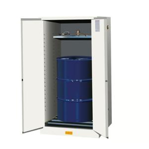 JUSTRITE 896265 Vertical Drum Cabinet, 1 Drum Vertical, 1 Shelf, 2 Doors, 55 Gallon, White | CD8CXL