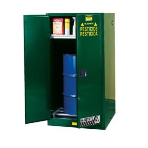 JUSTRITE 899004 Pesticide Safety Cabinet, 2 Shelves, 2 Doors, Manual-Close, 90 Gallon Green | CD8CXX
