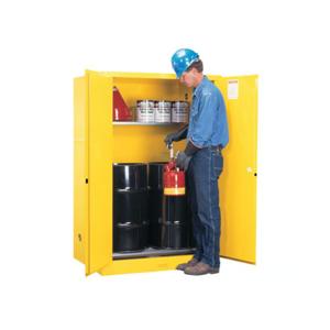 JUSTRITE 899070 Drum Safety Cabinet, 2 Door Self Close, Two, 30 Gallon, 1651 x 1092 x 864mm Size, Yellow | CD8CYH JCB8990701, 8990701