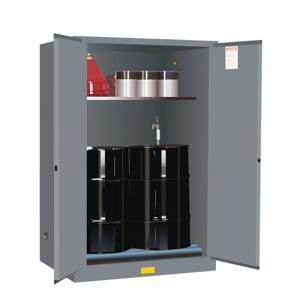 JUSTRITE 899063 Vertical Drum Cabinet, 1 Drum Vertical, 1 Shelf, 2 Doors, Manual Close, 30 Gallon, Gray | CD8CYF