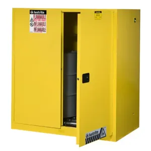 JUSTRITE 899070 Drum Safety Cabinet, 2 Door Self Close, Two, 30 Gallon, 1651 x 1092 x 864mm Size, Yellow | CD8CYH JCB8990701, 8990701