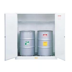 JUSTRITE 8991053 Schrank für brennbare Abfälle, 2 Fässer vertikal, 1 Regal, 2 Türen, 110 Gallonen, Weiß | CD8CYW