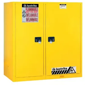 JUSTRITE 899260 Drum Safety Cabinet, 115 Gallon, Manual Close, 435L, 1651 x 1499 x 864mm Size, Yellow | CD8CZD JCB8992601, 8992601