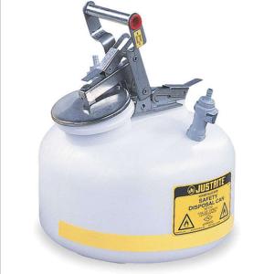 JUSTRITE 12165 HPLC Safety Disposal Can, Inflow, Round Poly, 2 Gallon, White | CD8CDQ