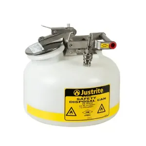 JUSTRITE BY12752 Disposal Safety Can, 2 Gallon, Ptfe And Edpm, White | AB4LFP JCNBY12752