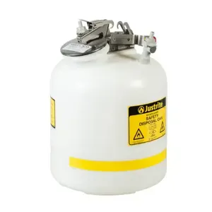 JUSTRITE PP12755 HPLC Safety Disposal Can, 5 Gallon, Edpm, White | AB4LFT JCNPP12755