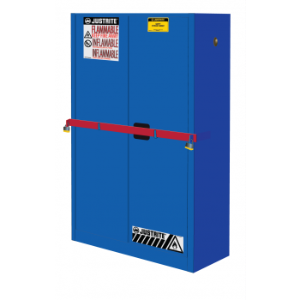 JUSTRITE SC29884B Acid Safety Cabinet With Steel Bar Self Close, High Security, 45 Gallon, Blue | CH6GBE