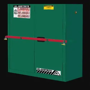 JUSTRITE SC29884P Pesticide Safety Cabinet With Steel Bar, Self Close, 45 Gallon, Green | CH6GBF