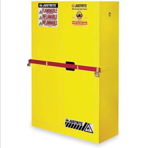 JUSTRITE SC29884Y Sicherheitsschrank für brennbare Stoffe, 45 Gallonen, 2 Regale, 2 Türen, selbstschließend, Gelb | AD8KGV 4KPX5