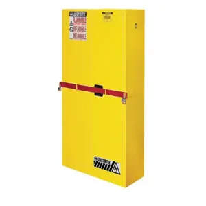 JUSTRITE SC29884Y Flammable Safety Cabinet, 45 Gallon, 2 Shelves, 2 Doors, Self Close, Yellow | AD8KGV 4KPX5