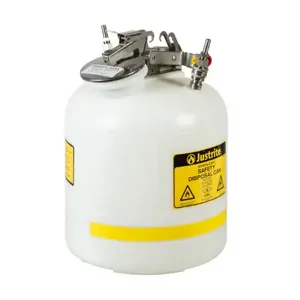 JUSTRITE TF12755 HPLC Safety Disposal Can, 5 Gallon, Ptfe, White | AB4LFV JCNTF12755