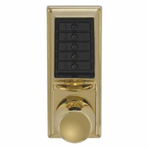 KABA 1011-03-41 Mechanical Push Button Lockset, Knob, Entry, Nonhanded, Bright Brass, 1-3/4 Inch Size | CR6HAT 44ZY38