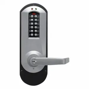 KABA E5010XKWL-626-41 E-Plex Electronic Locks, Storeroom, Keypad, Exit Trim Mounting, Metal, Satin Chrome, Lever | CR6HEH 44ZY63