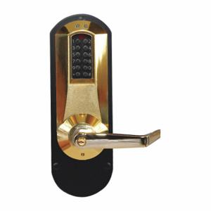 KABA E5010XSWL-605-41 E-Plex Electronic Locks, Storeroom, Keypad, Exit Trim Mounting, Metal, Bright Brass, Lever | CR6HDM 44ZY68