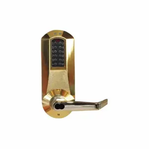 KABA E5031SWL-605-41 E-Plex Electronic Locks, Storeroom, Keypad, Cylindrical Mounting, Metal, Bright Brass | CR6HDJ 44ZY49