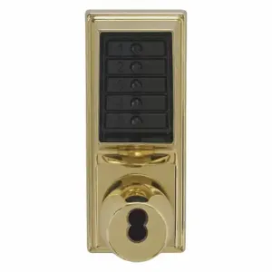 KABA EE1021B/EE1021B-03-41 Mechanical Push Button Lockset, Lever, Lock Entry And Egress, Nonhanded, Bright Brass | CR6HBZ 44ZY75