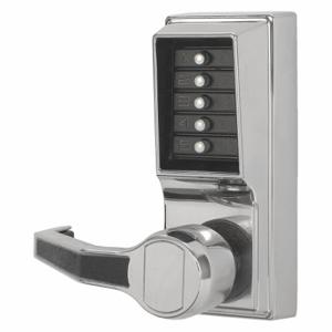 KABA LL1011-026-41 Mechanical Push Button Lockset, Lever, Entry, Left, Bright Chrome, 1-3/4 Inch Size | CR6HBW 44ZY32
