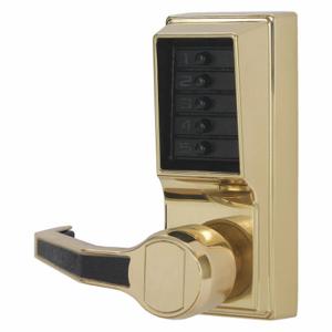 KABA LL1011-03-41 Mechanical Push Button Lockset, Lever, Entry, Left, Bright Brass, 1-3/4 Inch Size | CR6HBT 44ZY52