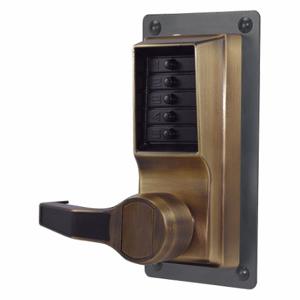 KABA LLP1010-05-41 Mechanical Push Button Lockset, Lever, Entry, Left, Bright Brass, 1-3/4 Inch Size | CR6HBV 44ZY80