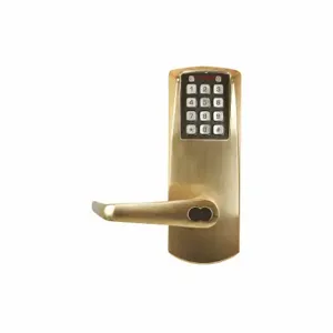 KABA P2031BLL-606-41 Power-Plex Electronic Locks, Storeroom, Keypad, Cylindrical Mounting, Metal, Satin Brass | CR6HEA 44ZY56