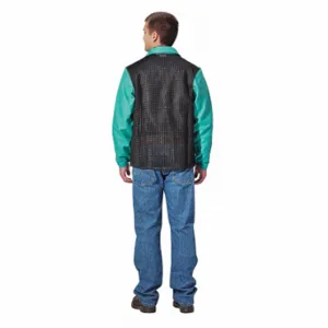 KAREWEAR 804GRCNXL Welding Jacket, Cotton 9 oz, Green, Snaps, XL, 30 Inch Length | CR6HJF 8GU40