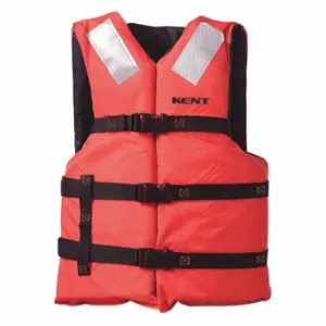 KENT SAFETY 150000-200-004-12 Life Jacket, III, Foam, Nylon, 15 1/2 lb Buoyancy, Belt/Buckle, Adult Universal, Orange | CR6LAG 59MD24