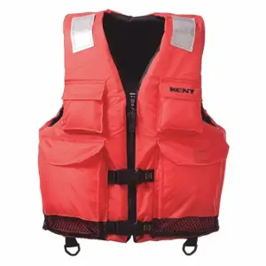 KENT SAFETY 150200-200-080-23 Commercial Life Jacket, III, Foam, Nylon, 15 1/2 lb Buoyancy, Belt/Zipper, 2XL/4XL, Orange | CR6KZP 59ME52