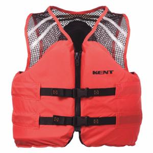 KENT SAFETY 150600-200-040-23 Life Jacket, III, Foam, Nylon, 15 1/2 lb Buoyancy, Belt/Zipper, L, Orange | CR6LAU 59MD20