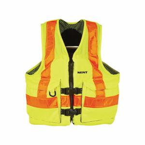 KENT SAFETY 150800-410-050-23 Life Jacket, III, Foam, Fabric, 15 1/2 lb Buoyancy, Belt/Zipper, XL, Hi-Vis Yellow | CR6LAF 792Y25