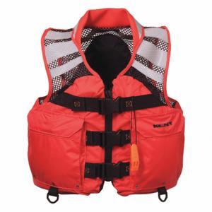 KENT SAFETY 151000-200-040-12 Life Jacket, III, Foam, Nylon, 15 1/2 lb Buoyancy, Belt/Buckle/Snap/Zipper, L, Orange | CR6LAK 59ME46