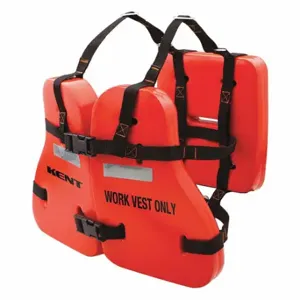 KENT SAFETY 151200-200-004-13 Life Jacket, V, Foam, Vinyl, 17 1/2 lb Buoyancy, Belt/Buckle, Universal, Orange | CR6LBG 59ME55