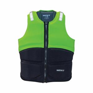 KENT SAFETY 151700-400-070-21 Fishing Vest, Foam, Fabric, 11 1/2 lb Buoyancy, Zipper, 3XL, Hi-Vis Green | CR6LCK 792Y13