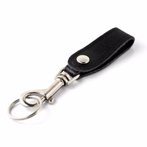 KEY-BAK 0306-139 Bolt Snap Key Holder with Leather Strap, 1 to 1/8 Inch Split Ring, Nickel Plated Steel | CJ6NWP