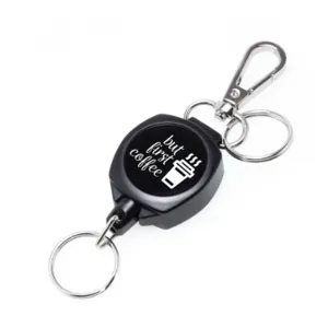 KEY-BAK 0KW2-0A54-BFC Retractable Keychain, 24 Inch Cut Resistant Cord, Coffee/Black | CJ6NQP