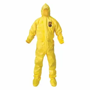 KIMBERLY-CLARK 00685 Hooded Disposable Coveralls, KleenGuard A70, Light Duty, Bound Seam, Yellow, 12 PK | CR6QGG 6GLD4