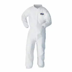 KIMBERLY-CLARK 10636 Collared Disposable Coverall, S mmMS, Light Duty, Serged Seam, White, KleenGuard A10, XL | CR6QEG 6TKF5