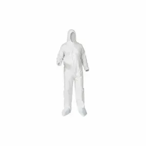 KIMBERLY-CLARK 38953 Hooded Coveralls, White, 4XL, Elastic, PK 25, Microporous Film Laminate, Light Duty, White | CR6QFC 62KE87