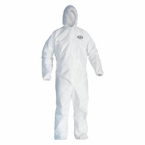 KIMBERLY-CLARK 41504 Hooded Disposable Coveralls, Serged Seam, White, 25 PK | CR6QGH 35HC84