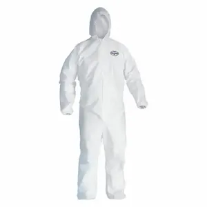 KIMBERLY-CLARK 41504 Hooded Disposable Coveralls, Serged Seam, White, 25 PK | CR6QGH 35HC84