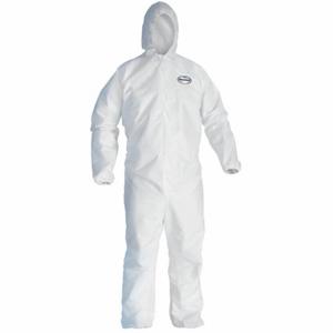 KIMBERLY-CLARK 46112 Hooded Disposable Coveralls, S mmMS, Heavy Duty, Serged Seam, White, 25 PK | CR6QHA 4WYA6
